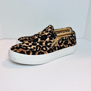 Steve Madden Women's Gills Leopard Platform Sneaker Slip On Canvas Shoe Size 9M